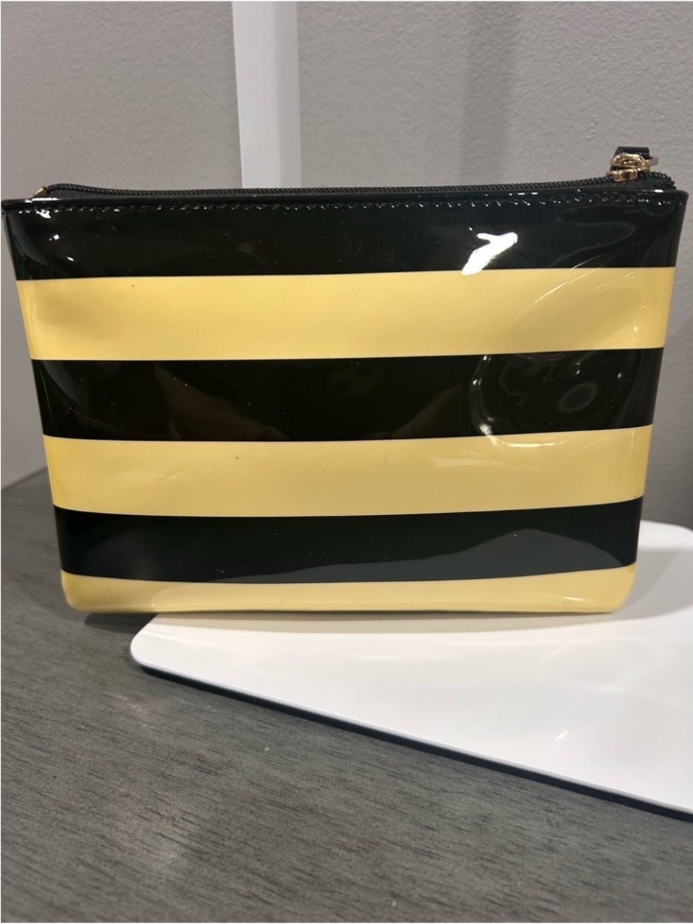 kate spade Black and Yellow Patent Stripe Wristlet - Picture 2 of 5